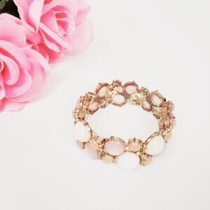 Rose Gold Blush Beaded Cz Bracelet